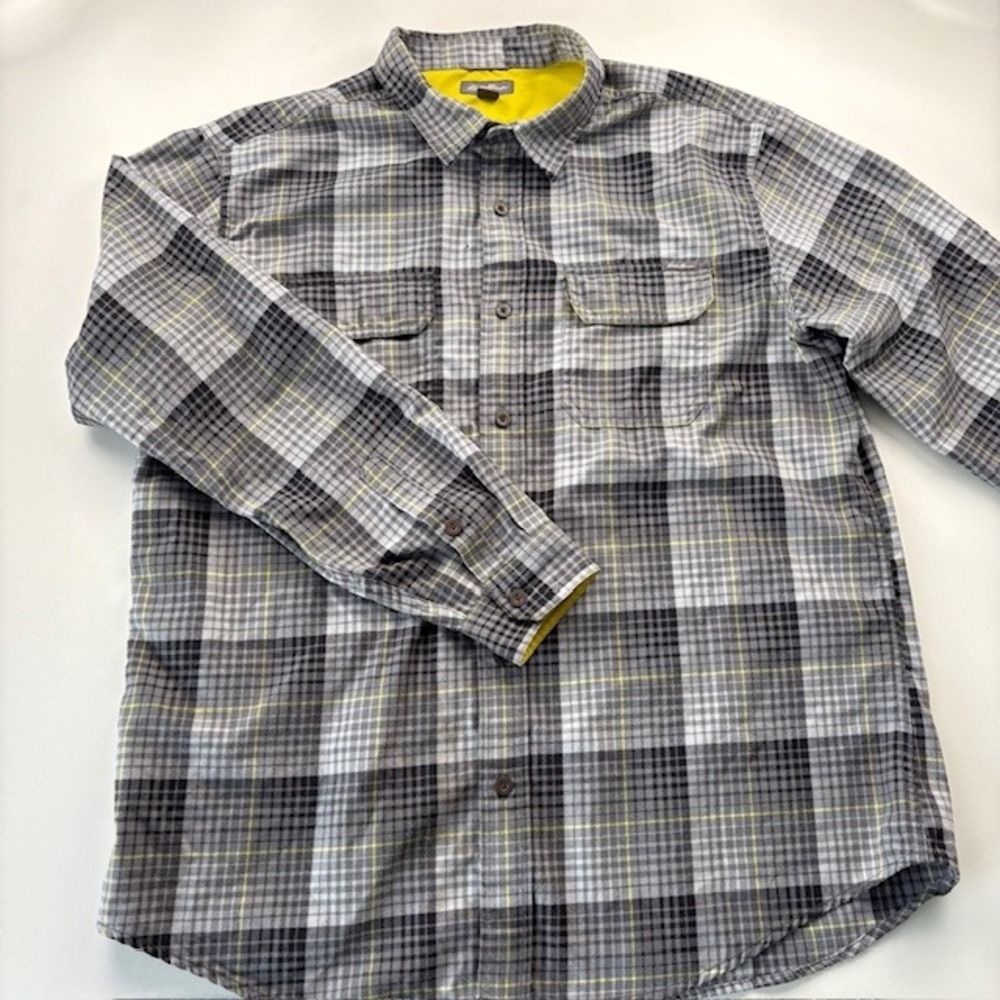 Eddie Bauer Mens Plaid Flannel Long Sleeve Button Up Shirt XL Yellow Accents
